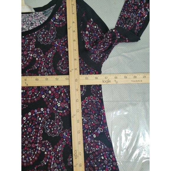 Michael Kors Womens Size XS crew Neck Long Sleeve Floral Peasant Top purple --21 - Picture 9 of 12
